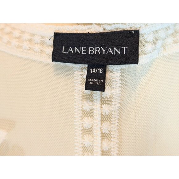 LANE BRYANT Sheer Embroidered Lace Open Duster Cardigan Kimono Size 14/16 Boho - Picture 6 of 7